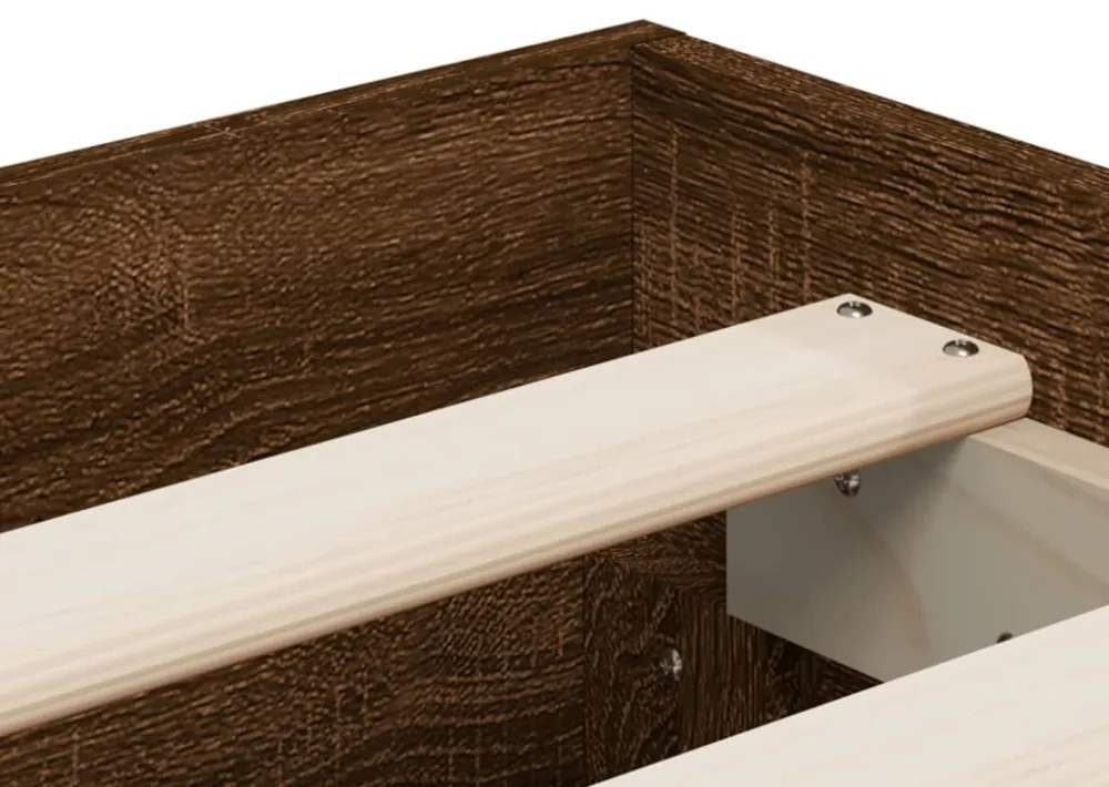 vidaXL füstös tölgy színű szerelt fa ágykeret fiókokkal 200 x 200 cm