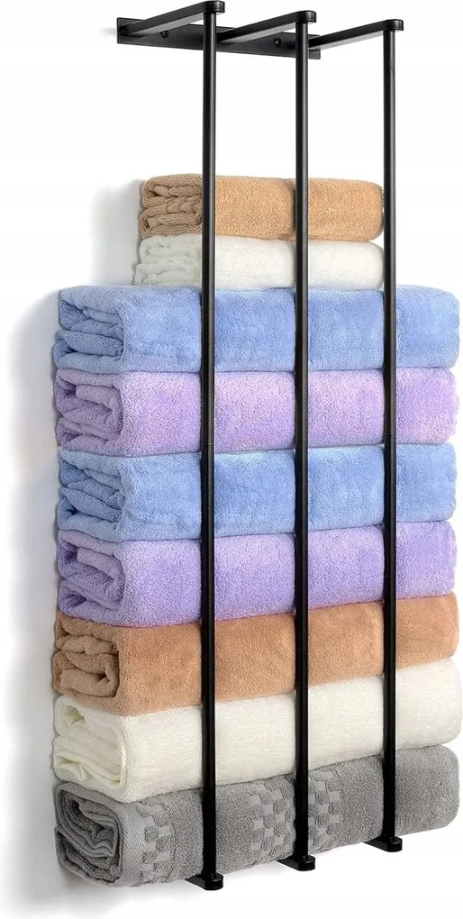 Törölközőtartó fürdőszobai fali könyvespolc fém 75x23cm