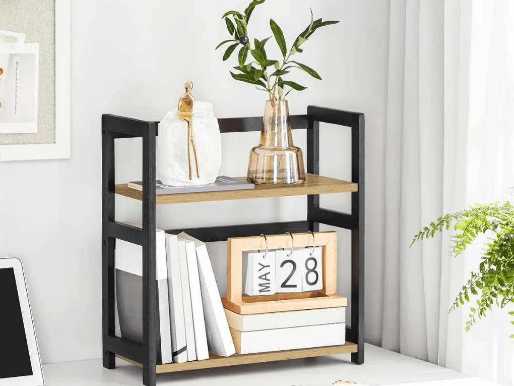 Asztali polc NORDEKO 41x41 cm, fekete / artisan tölgy