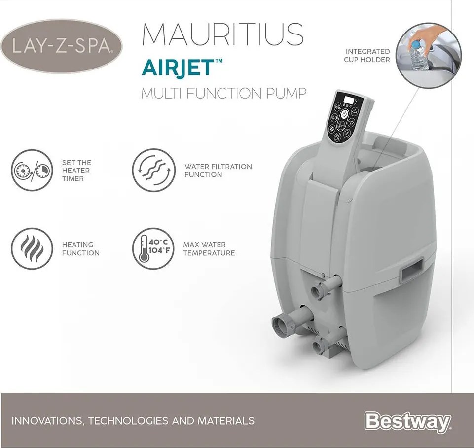 Lay-Z-Spa Mauritius AirJet masszázsmedence 270 cm x 180 cm x 71 cm