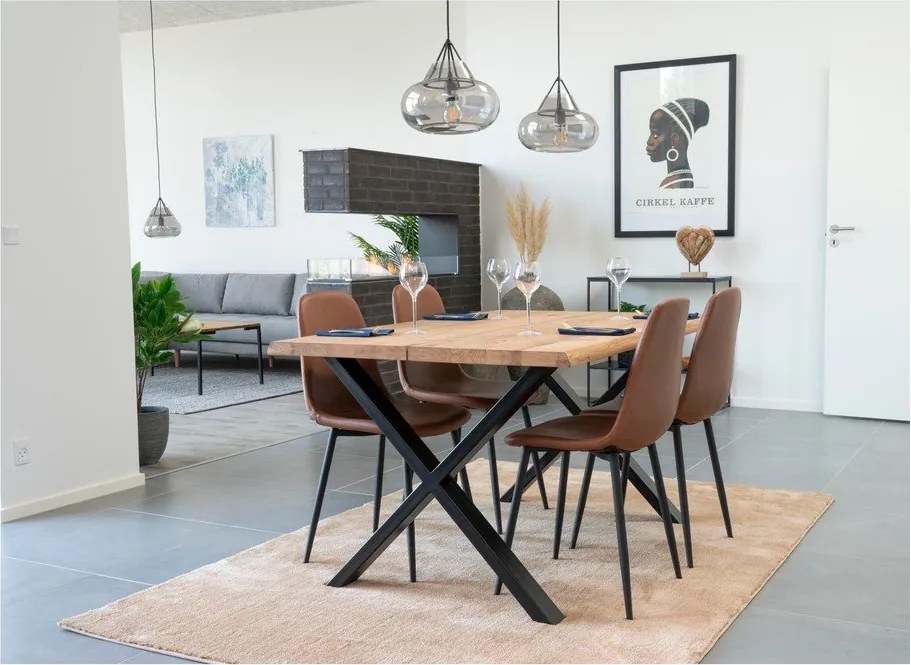 Toulon étkezőasztal tömör tölgyfa asztallappal, 140 x 95 cm - House Nordic