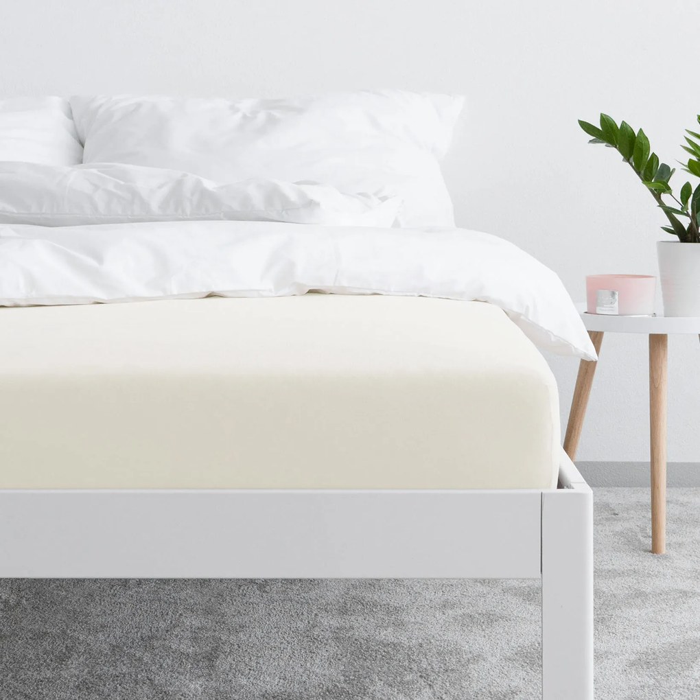 Goldea jersey körgumis lepedő - krémszínű 200 x 220 cm