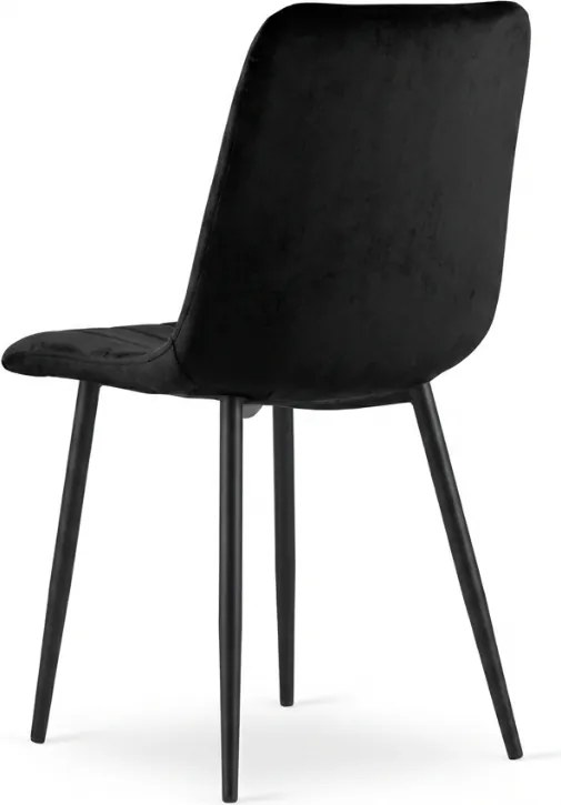 Fekete bársonyszék LAVA ONYX fekete lábakkal