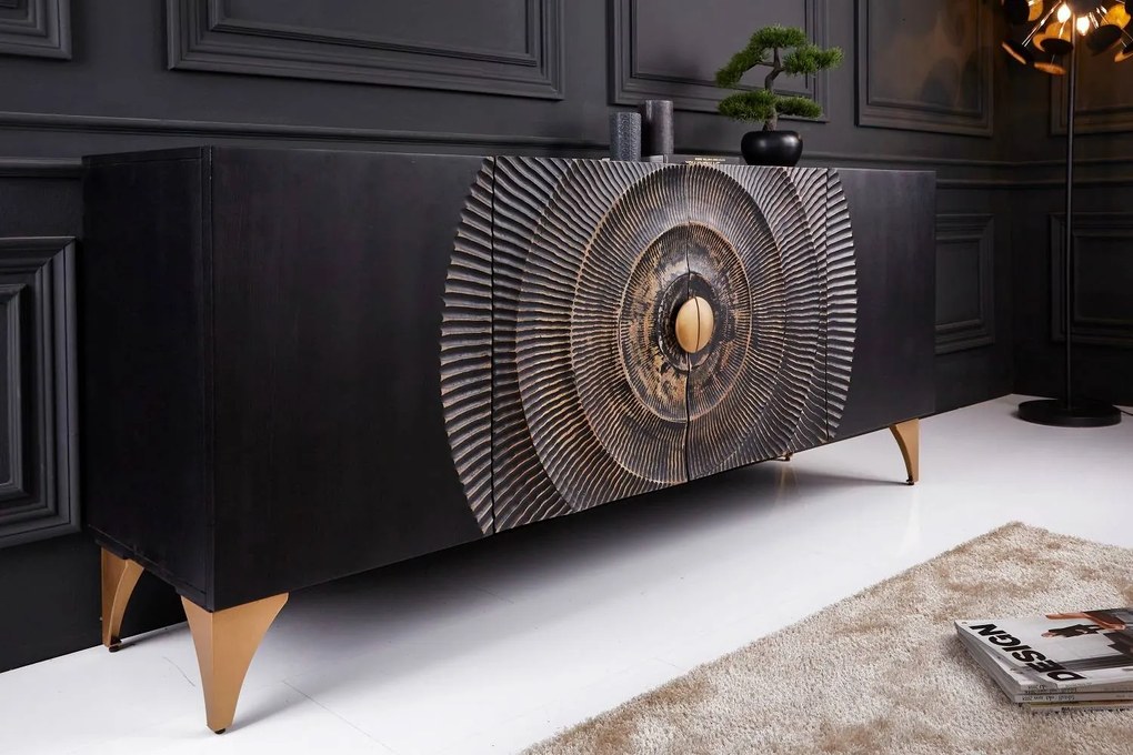 Design komód Venetia 177 cm fekete-arany