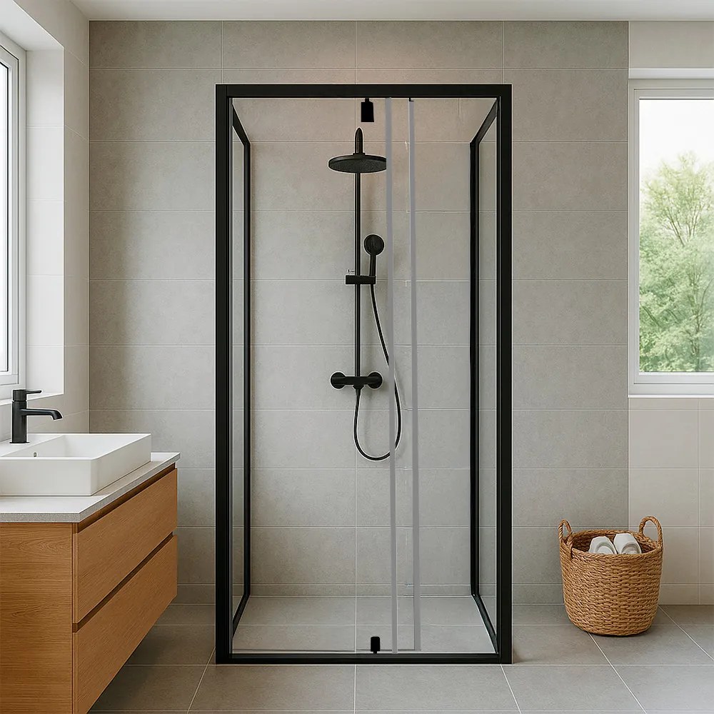 Flexi 90x90 cm falsíkra szerelhető szögletes zuhanykabin zuhanytálca nélkül