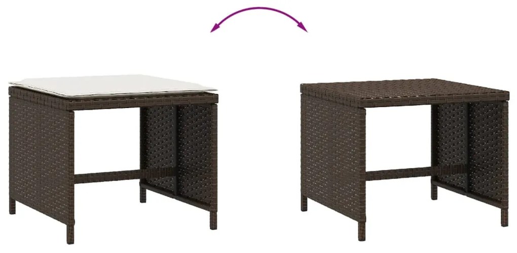 4 db barna polyrattan kerti szék párnával 40x40x35 cm