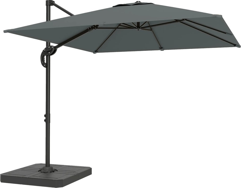 Outsunny alumínium karos napernyő Ø244 cm – kurbli, töltött súlylapok, vízlepergető, 360° forgatható, dönthető – kert/terasz | Aosom