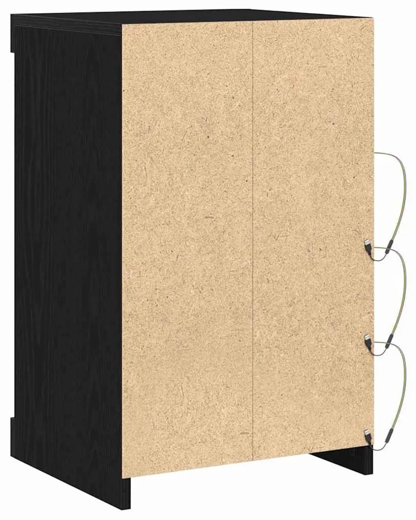 Széf LED -es lámpákkal Fekete tölgy 41 x 37 x 67 cm Faanyag