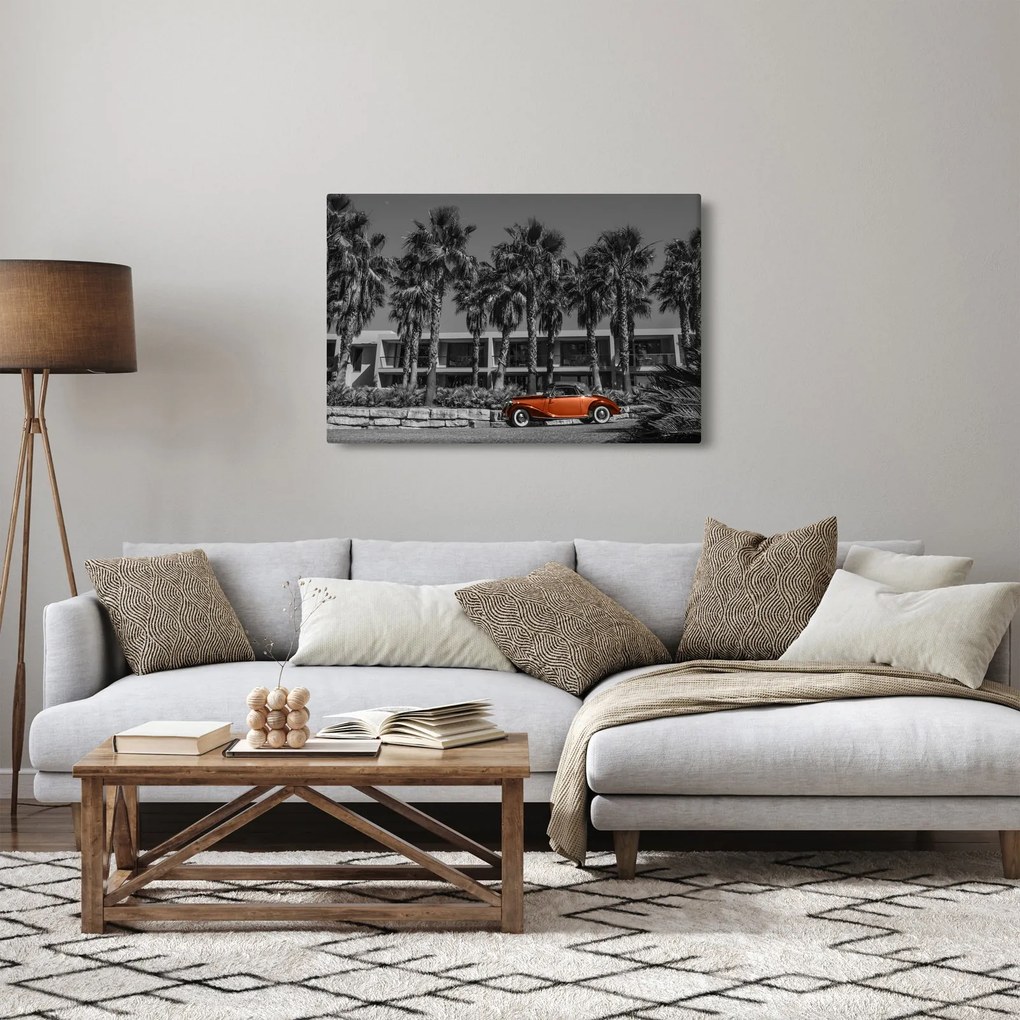 Kép - retro piros autó (90x60 cm)