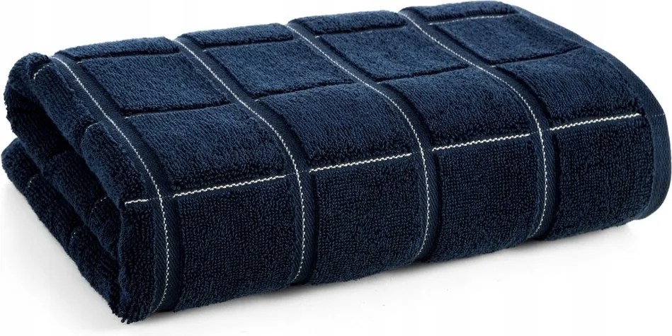 Fürdőlepedő 50X90 sötétkék, dombornyomott kockás mintával