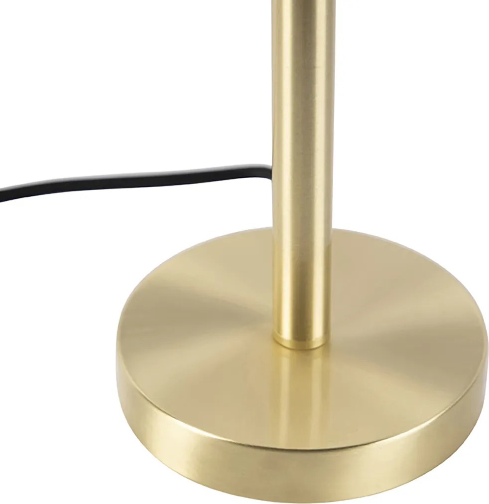 Klasszikus asztali lámpa sárgarézzel és világosbarna lámpabúrával 35 cm - Simplo