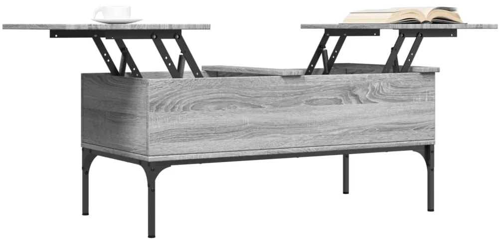 Szürke sonoma szerelt fa és fém dohányzóasztal 100 x 50 x 45 cm