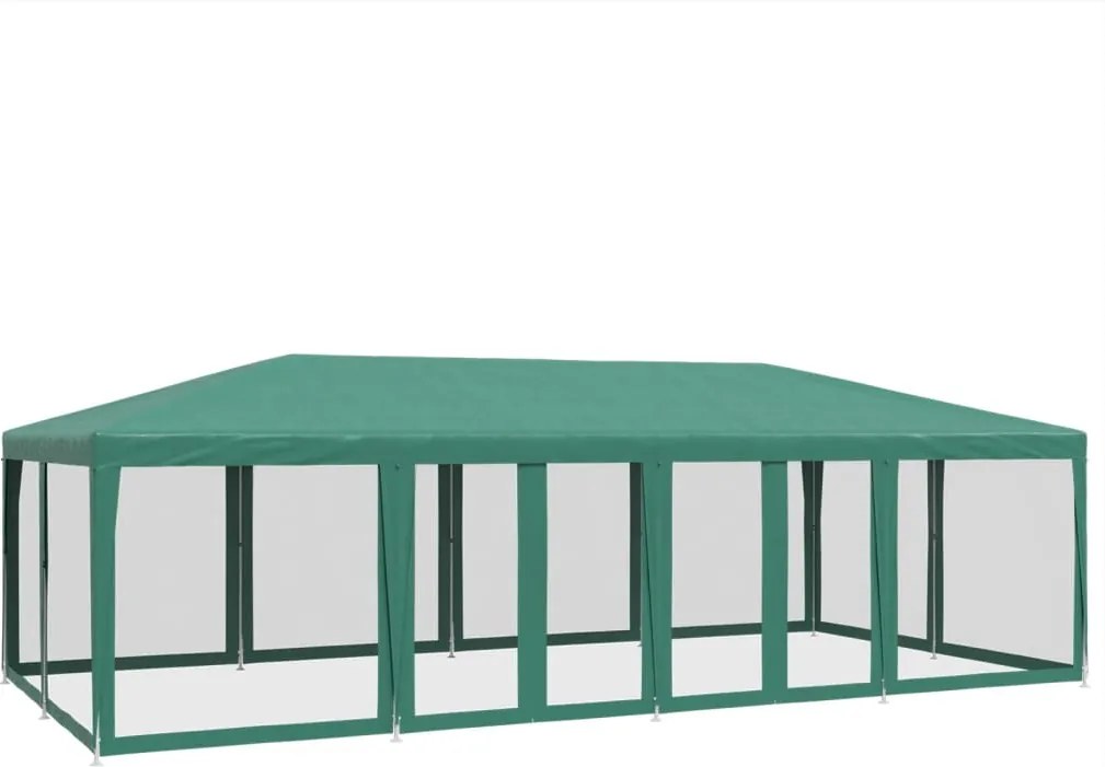 vidaXL zöld HDPE rendezvénysátor 12 hálós oldalfallal 8 x 4 m