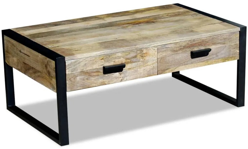 100x60x40 cm tömör mangófa dohányzóasztal 2 fiókkal