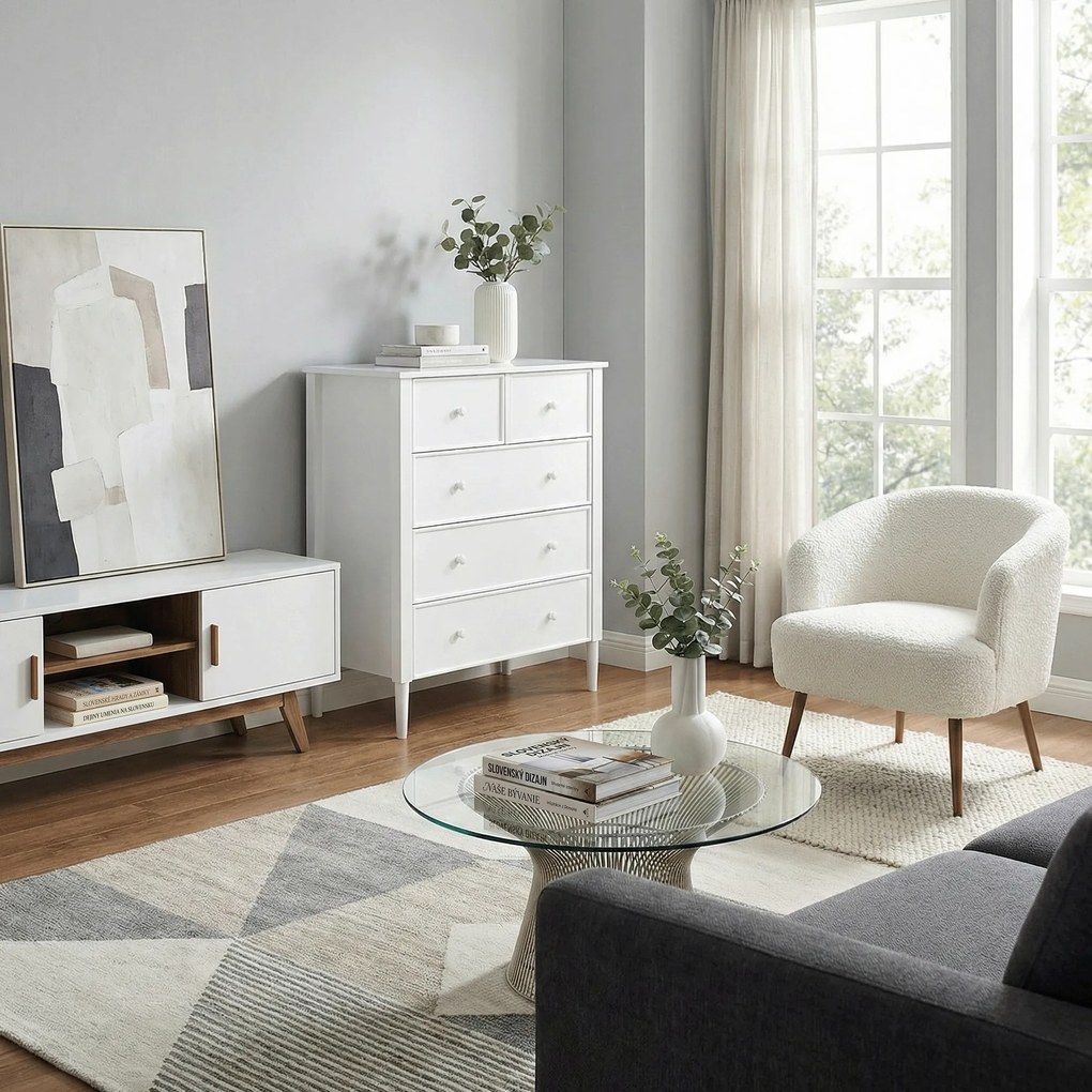 Komód, fehér, TEANA