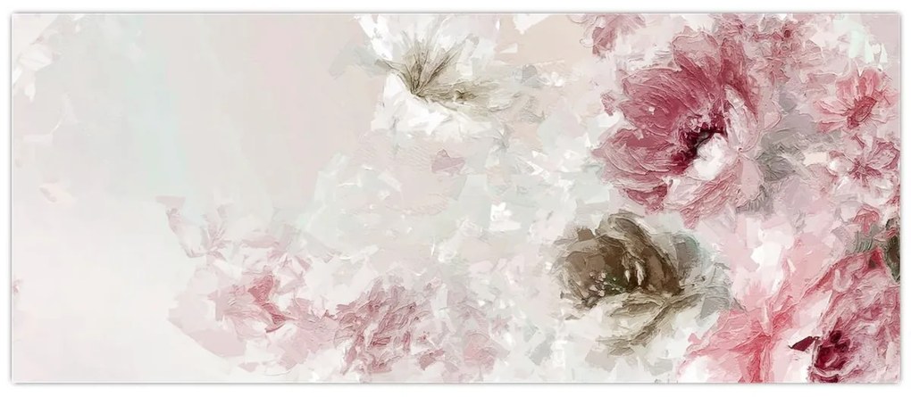 Kép - Festés rózsaszín virágok (120x50 cm)