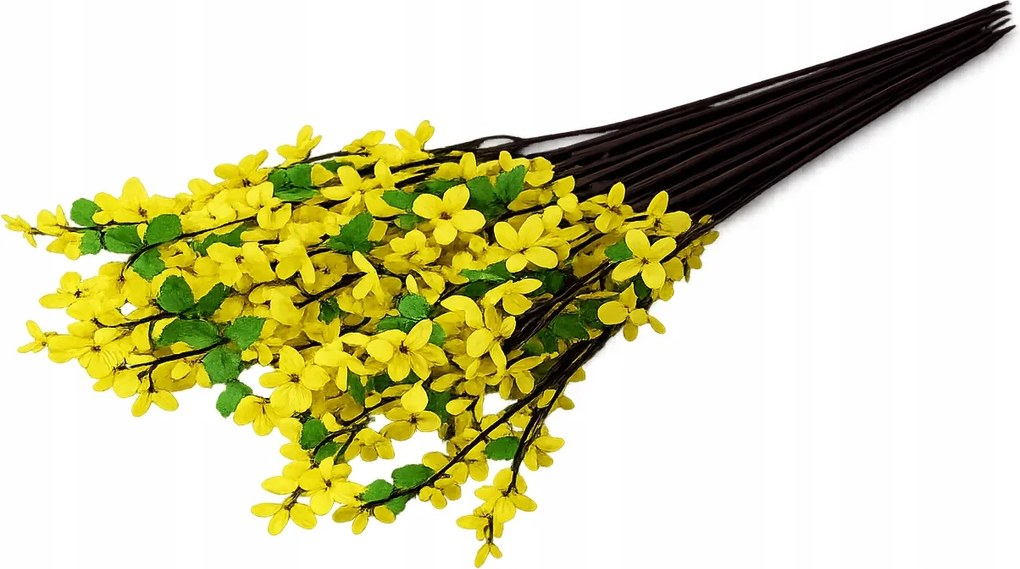 Forsyte Sárga Virág Mesterséges Forsycia Tavaszi Dekoráció 52cm A7 12 db