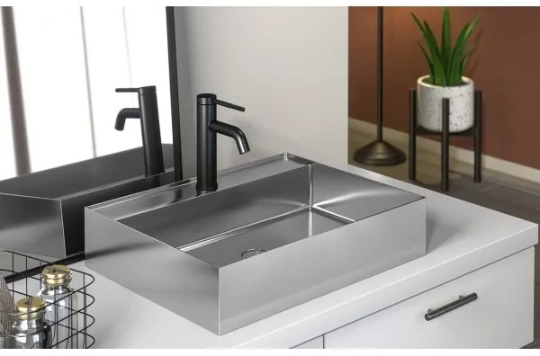 Sapho - AURUM 55x42 cm pultba szerelhető mosdó, szálcsiszolt nemesacél