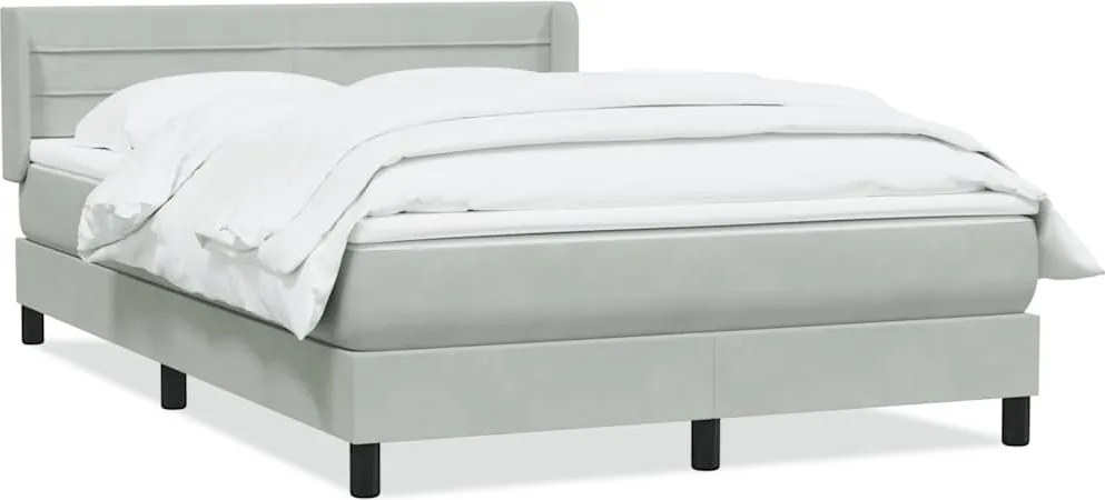 vidaXL világosszürke bársony rugós ágy matraccal 160x210 cm