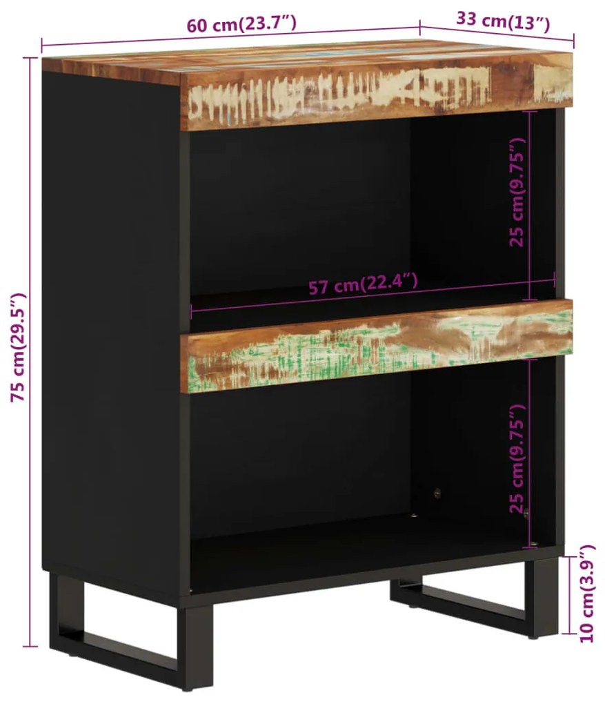 tömör újrahasznosított fa tálalószekrény 60 x 33 x 75 cm