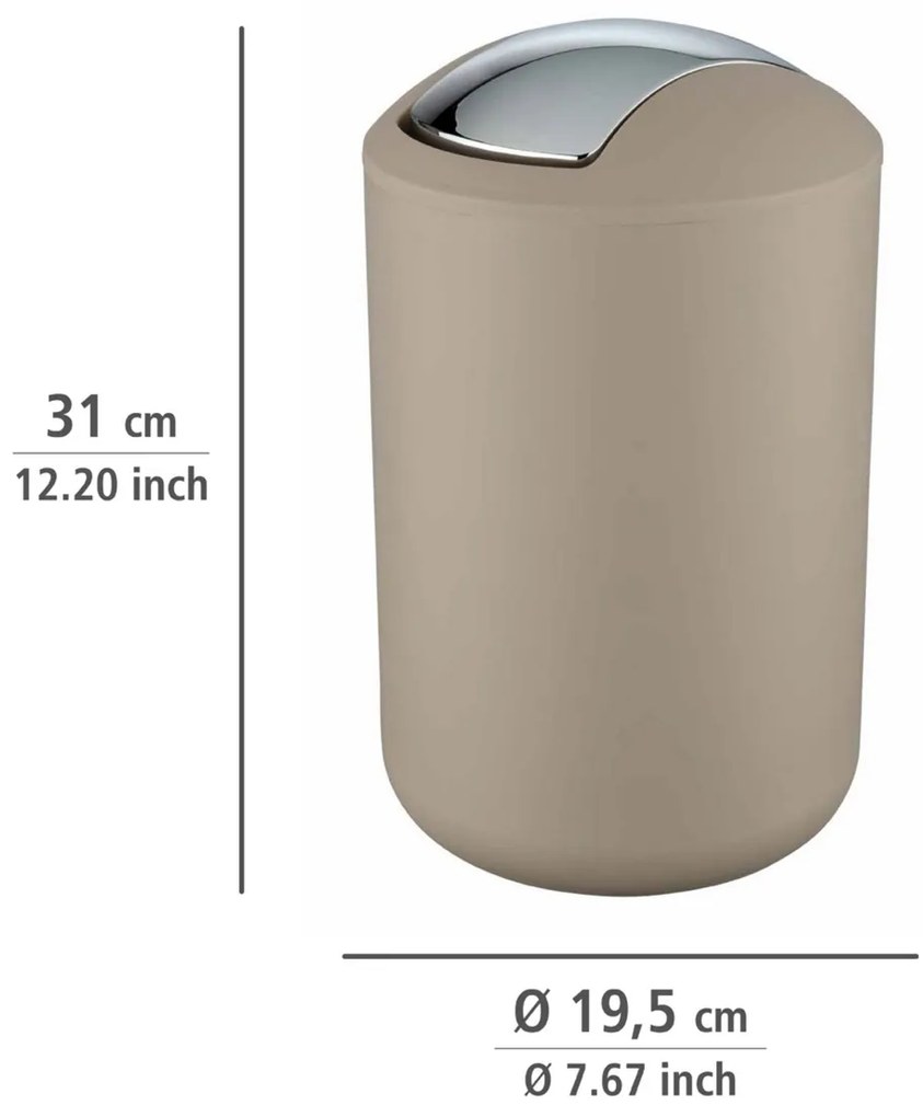 Wenko Brasil 6,5 l, taupe színű, billenő fedelesszemetes