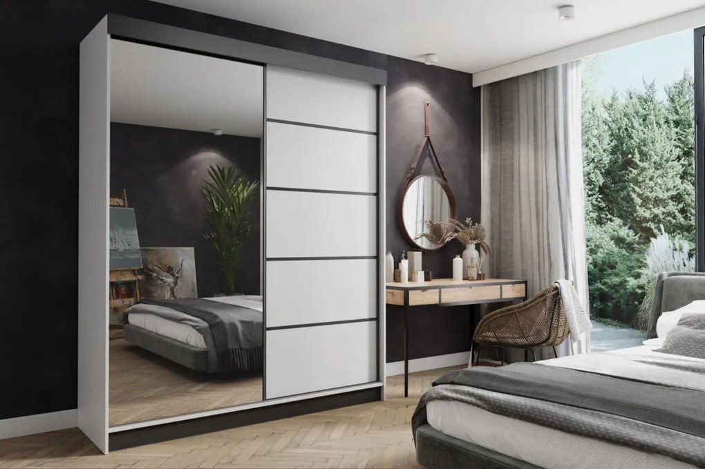 Amo 150 Tolóajtós Szekrény 150cm, Fehér