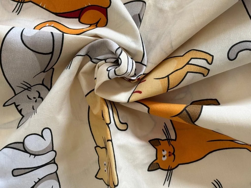 Poliészterpamut ágyneműhuzat COLORED CATS POLY krémszínű Ágyneműhuzat mérete: 2 db 70 x 90 cm | 200 x 220 cm