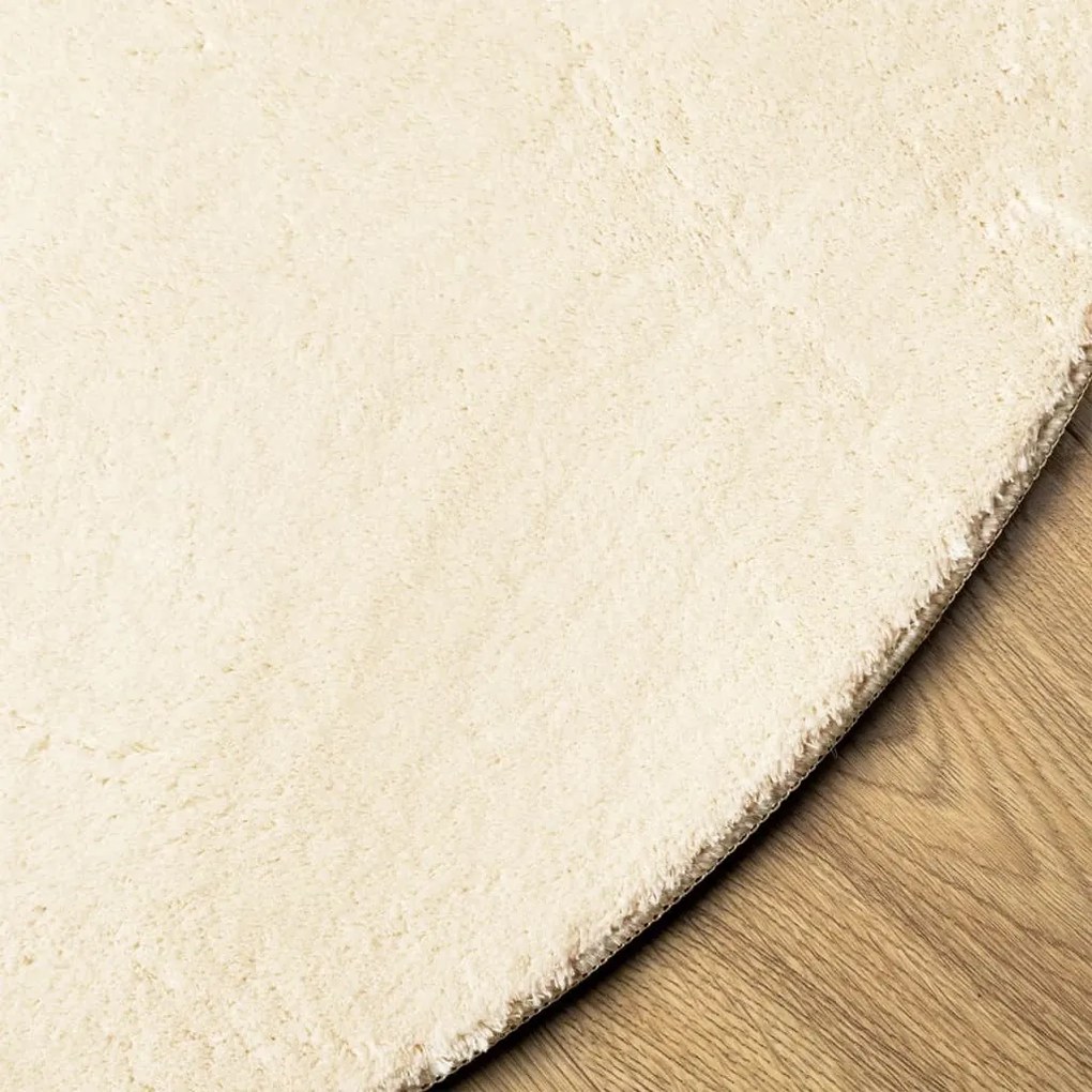 HUARTE krémszínű rövid szálú puha és mosható szőnyeg Ø 160 cm