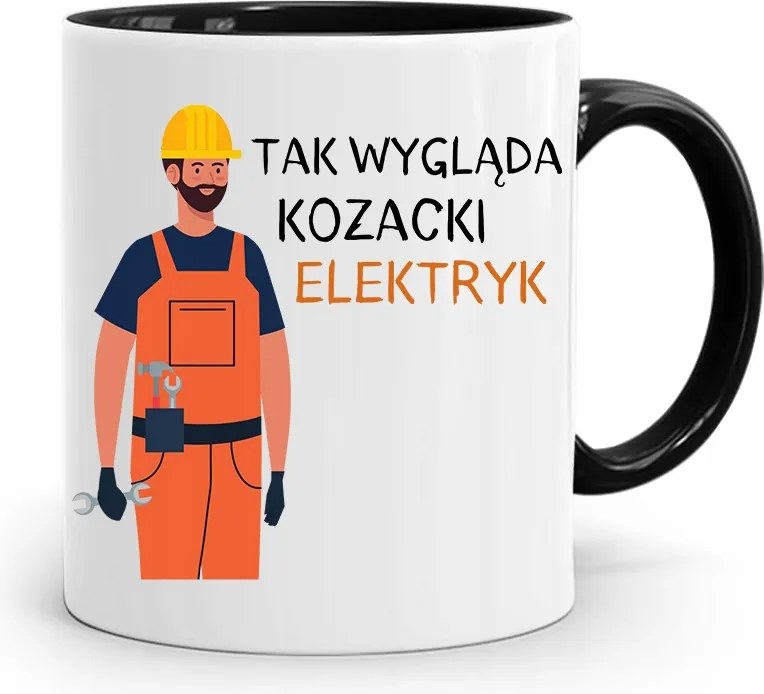 Fekete Bögre Villanyszerelő Kozák Villanyszerelő Nyomtatott Fényképpel