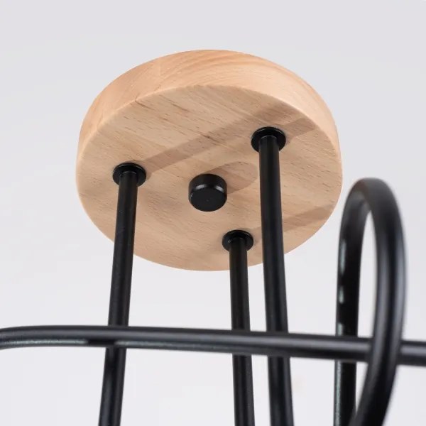 Sollux SL.1477 - Felületre szerelhető csillár EMBER 3xE27/15W/230V fekete/bézs/bükkfa