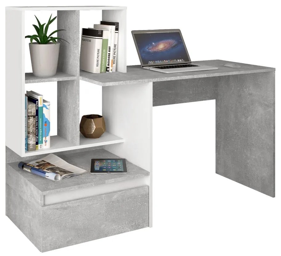 PC asztal Nacio (beton + fehér) . 1116420