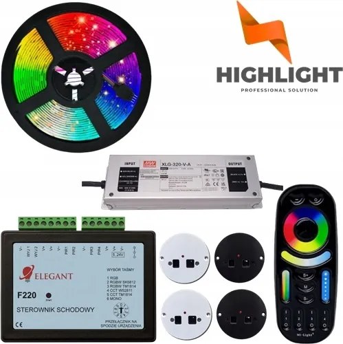 25m Lépcső szett F220 Félemelet Led szalag Digitális Rgb áramló fény