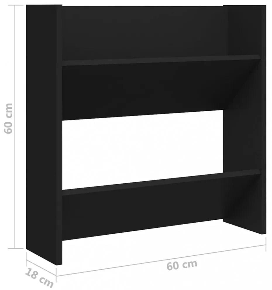4 db fekete szerelt fa fali cipősszekrény 60 x 18 x 60 cm