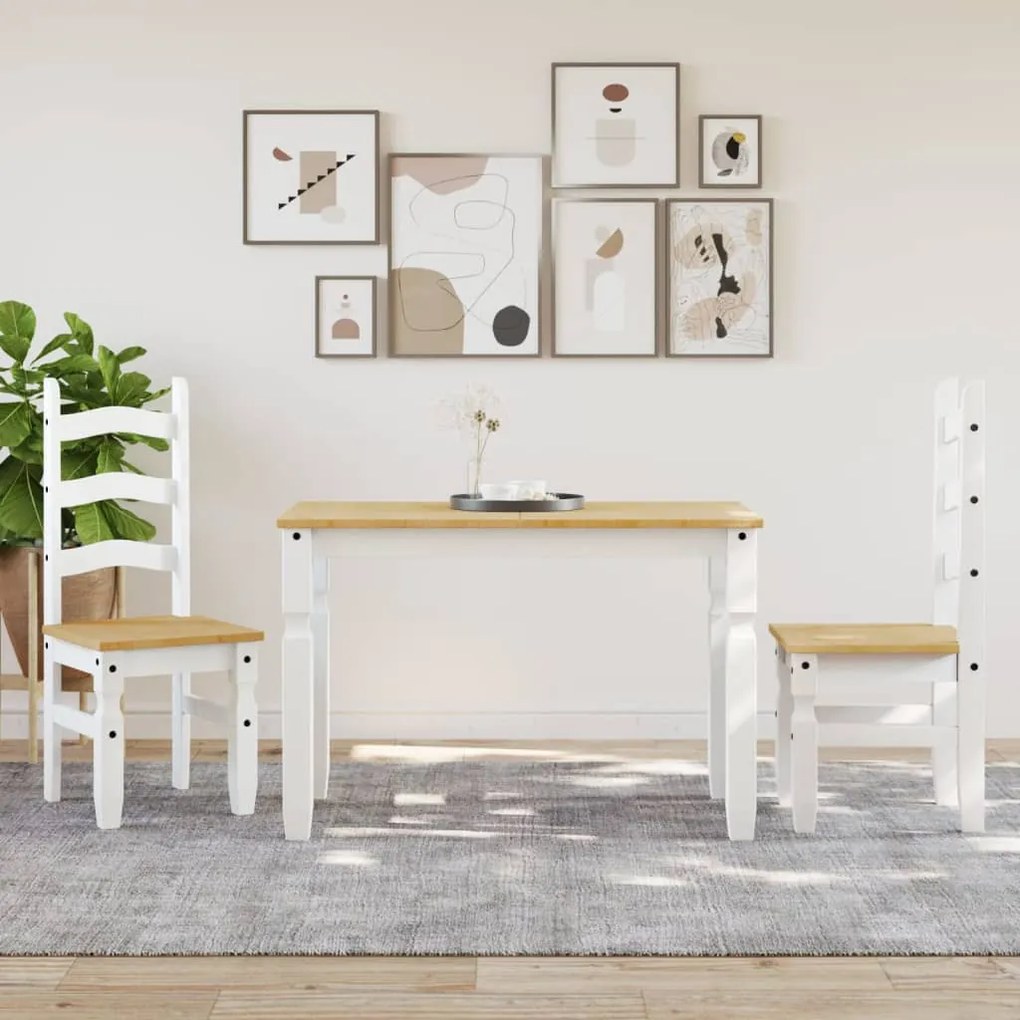 Corona fehér tömör fenyőfa ebédlőasztal 112 x 60 x 75 cm
