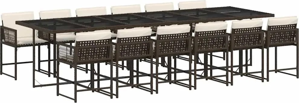 vidaXL 13 részes barna polyrattan kerti ülőgarnitúra párnákkal
