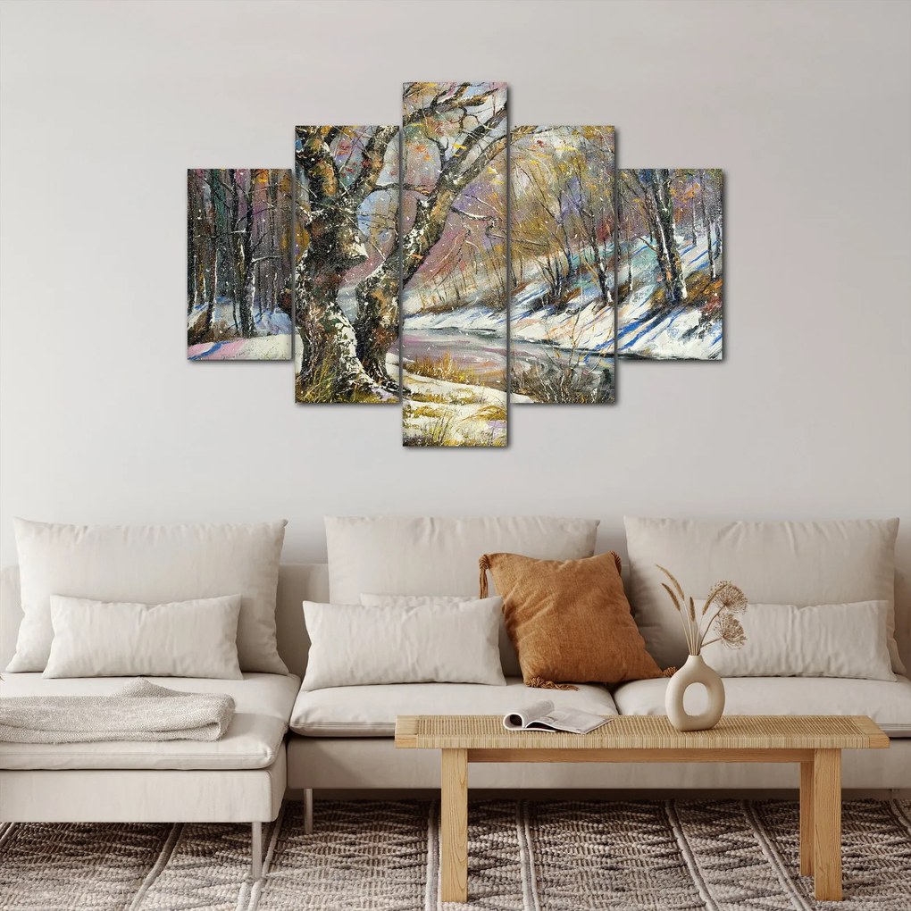 Egy festett téli táj képe (150x105 cm)