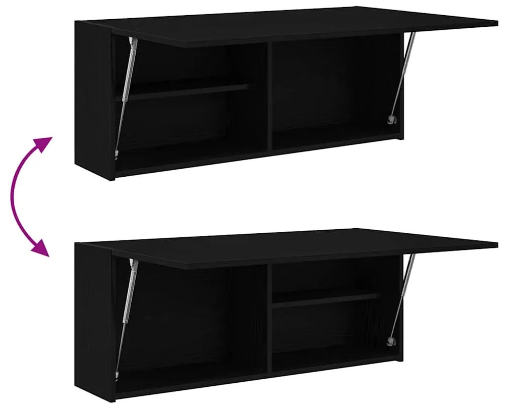 fekete szerelt fa fali fürdőszobaszekrény 100 x 25 x 40 cm