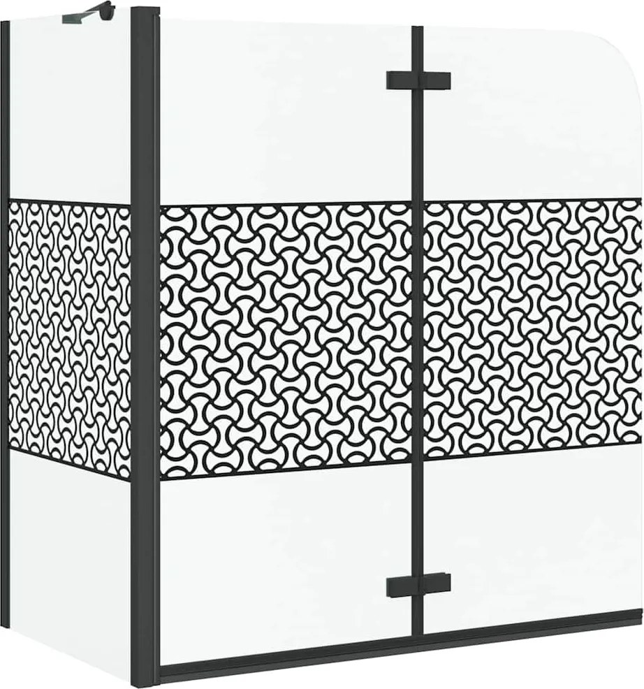 vidaXL Fürdőszoba elkerítés Geometrikus Fekete 120 x 67 x 129 cm