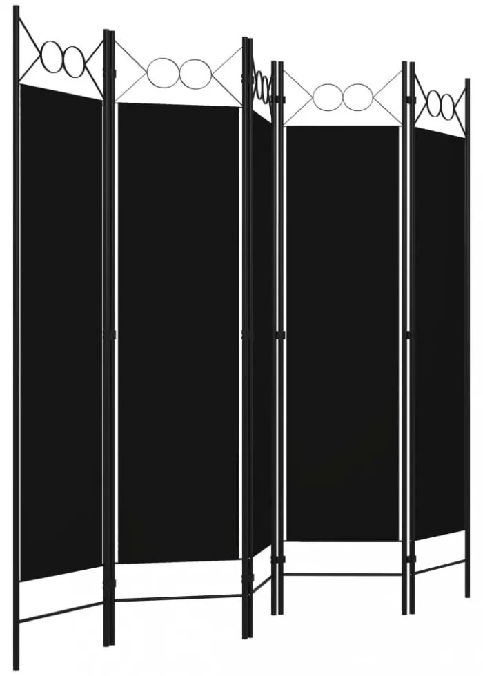 fekete 5 paneles paraván 200 x 180 cm