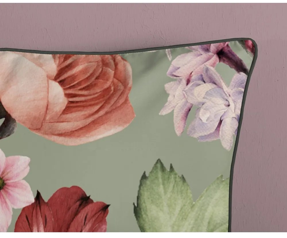 Zöld egyszemélyes-hosszabbított pamut-szatén ágyneműhuzat 140x220 cm Fiori – Descanso