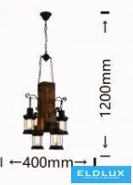 UNIVERSO Csillár 4xE27 IP20 D400x1200mm fekete