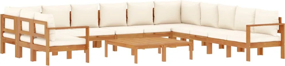 vidaXL 9 részes tömör akácfa kerti kanapészett párnákkal