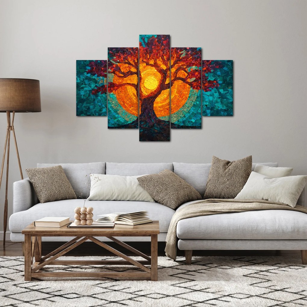 Kép - Az élet fája és a nap mozaikban (150x105 cm)