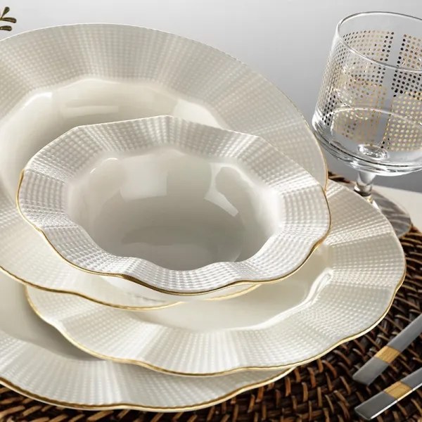 24 darabos étkészlet fehér/arany/porcelán