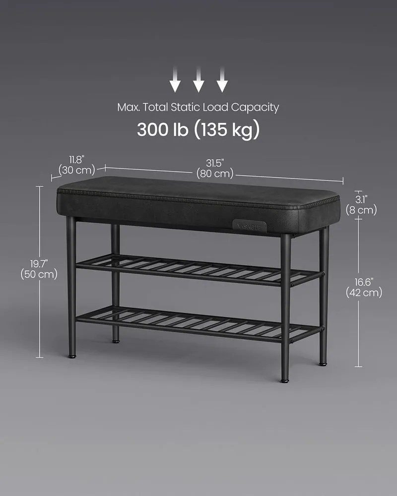 EKHO Cipőpad, Bejárati cipőtartó 30x80x50 cm, fekete