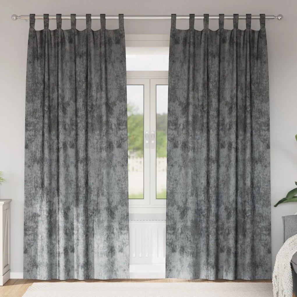 Velúr Függönyök 2 db Gombos Szürke 260x140 cm