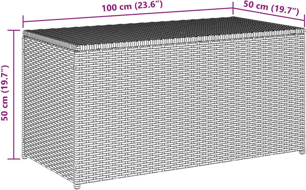 Szürke Polyrattan Kerti Tárolóláda 100 X 50 X 50 Cm