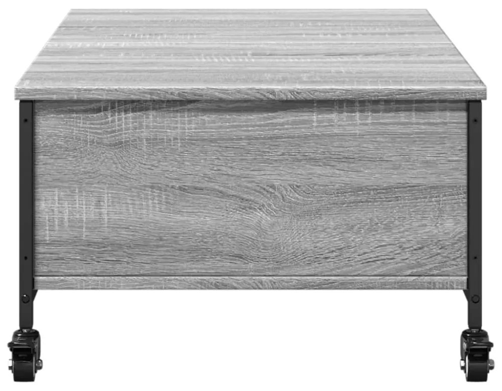 szürke sonoma szerelt fa dohányzóasztal kerekekkel 91x55x34 cm