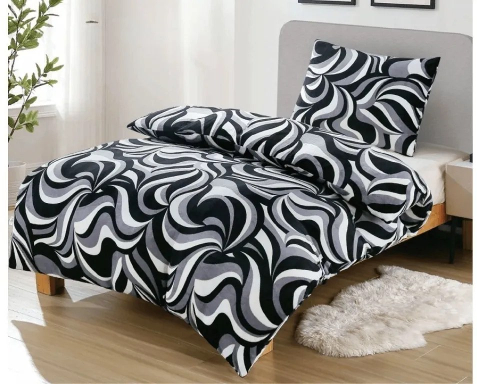 AKCIÓ Mikroplüss ágyneműhuzat ILLUSIONS fekete-szürke II. osztály Ágyneműhuzat mérete: 70 x 90 cm | 140 x 200 cm