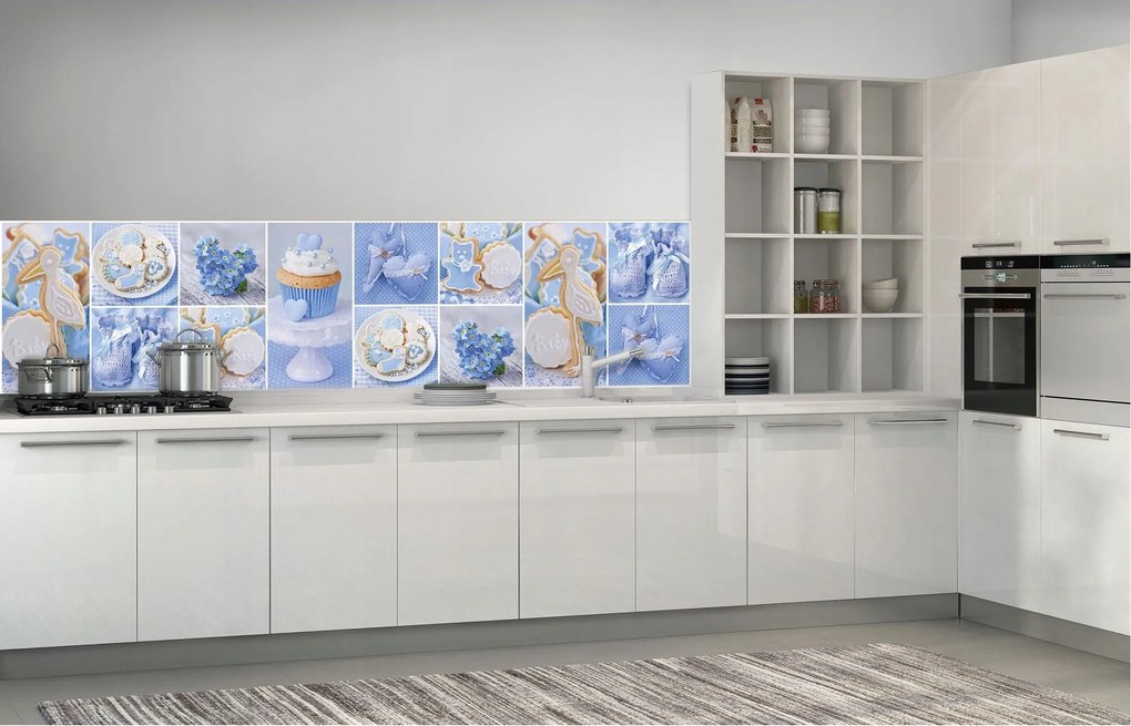 Fotótapéta Kék Édességek Pelenkák Mézeskalács Dekor 250x60 +ragasztó